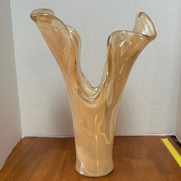 Murano Other - Murano Italy Swirl Glass Vase in Cream tones. Large 17”
